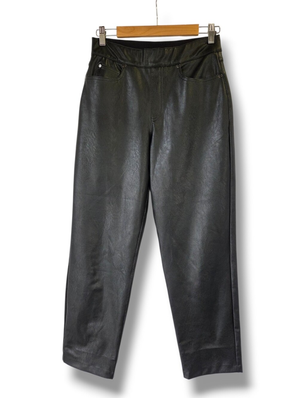 Spanx Black Faux Leather Slip-on Pants Jeggings Size Medium